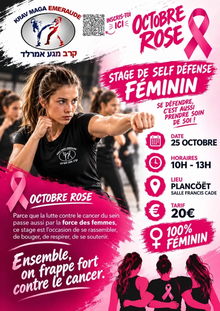Octobre rose 2026 - Stage self-défense féminin.